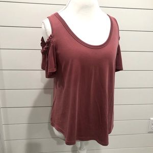 Cold shoulder knit dressy tee